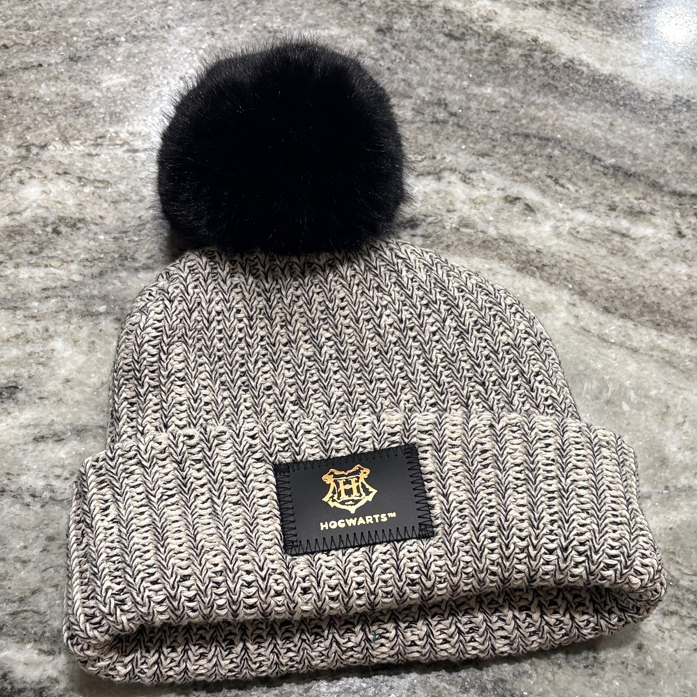 Harry Potter x Love Your Melon Black and Gray Pom Beanie Hat